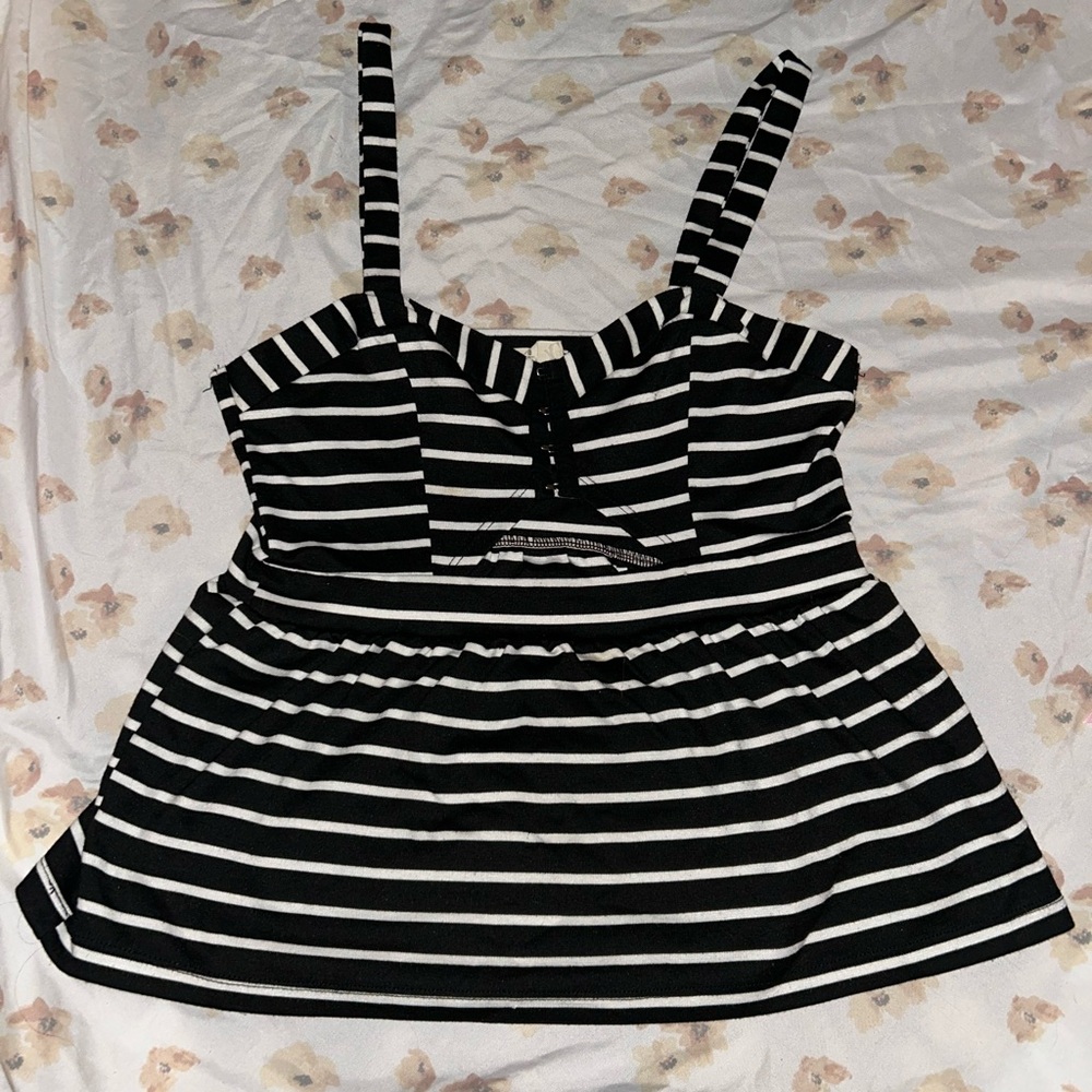 Urban Outfitters Striped Black and White Peplum Top